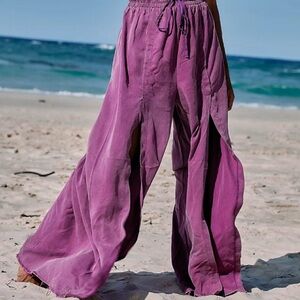 FP Movement Acai Violet Abs Tracker Wide Leg Slit Pants M